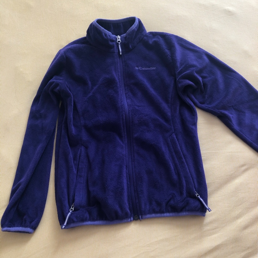 Girls Purple zippered Columbia Fleece size medium
